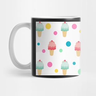 Ice Cream Cone Cute Polka Dots Background Summer Vacation Pink Yellow Teal Social Distancing FaceMask Mug